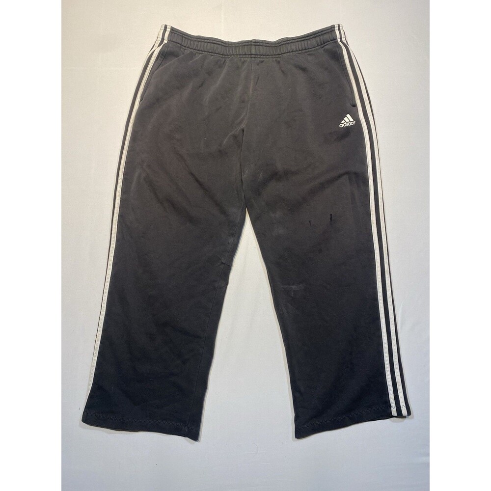 Adidas Sweatpants Mens 2XL Black Track 3 Stripes Training Gym No Drawstring